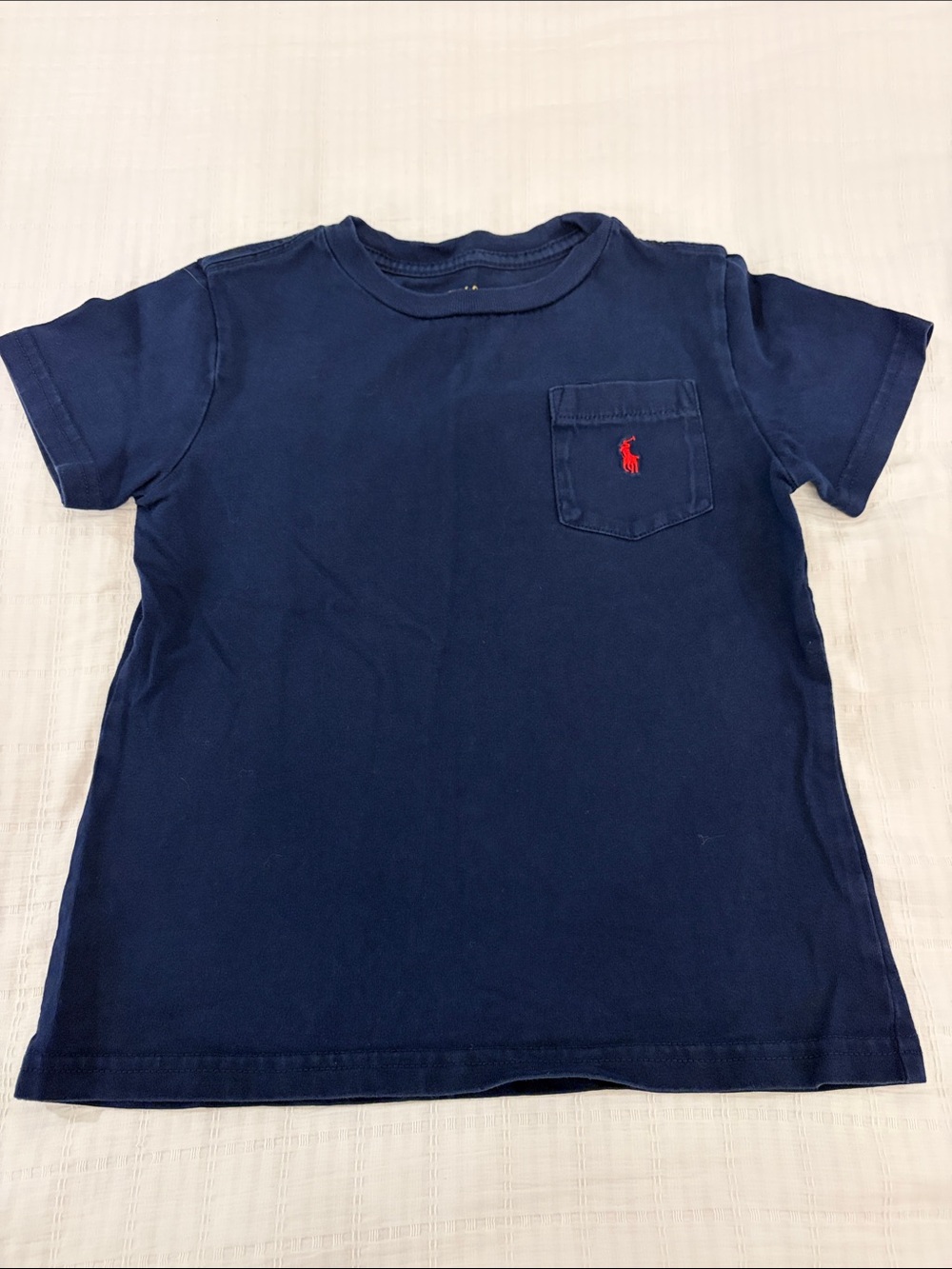 Ralph Lauren Polo Kids Navy Pocket Tee with Red Pony Logo